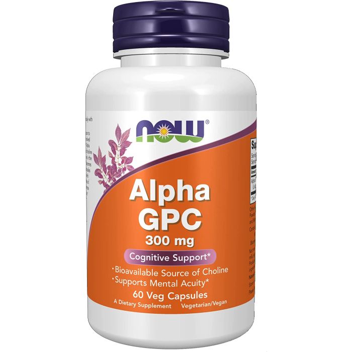 NOW Alpha GPC 300mg Cognitive Support 60 Veggie Caps Mental Acuity - supplemynts.com