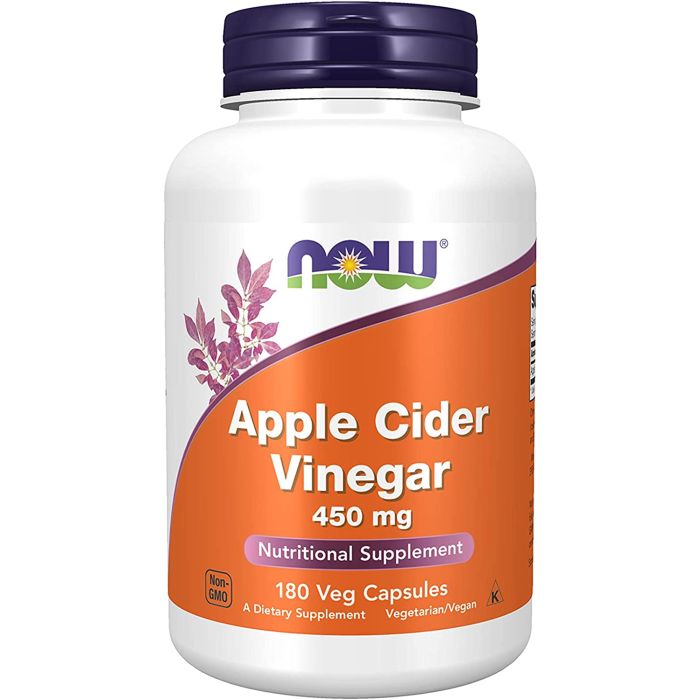 NOW Apple Cider Vinegar 450mg Nutritional Supplement 180 Veggie Caps - supplemynts.com