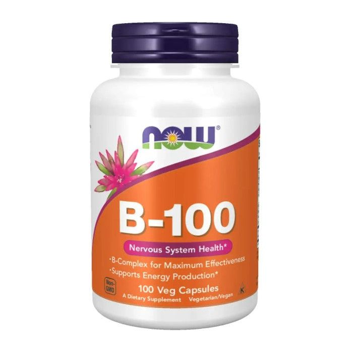 NOW B-100 Nervous System Health Supplement 100 Veggie Caps - supplemynts.com
