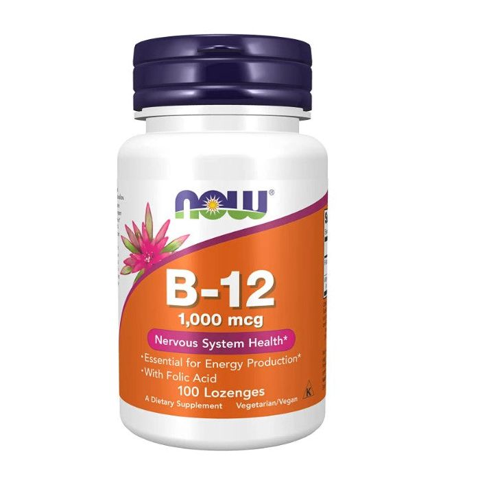 NOW B-12 1000 mcg Nervous System Health Supplement 100 Lozenges - supplemynts.com