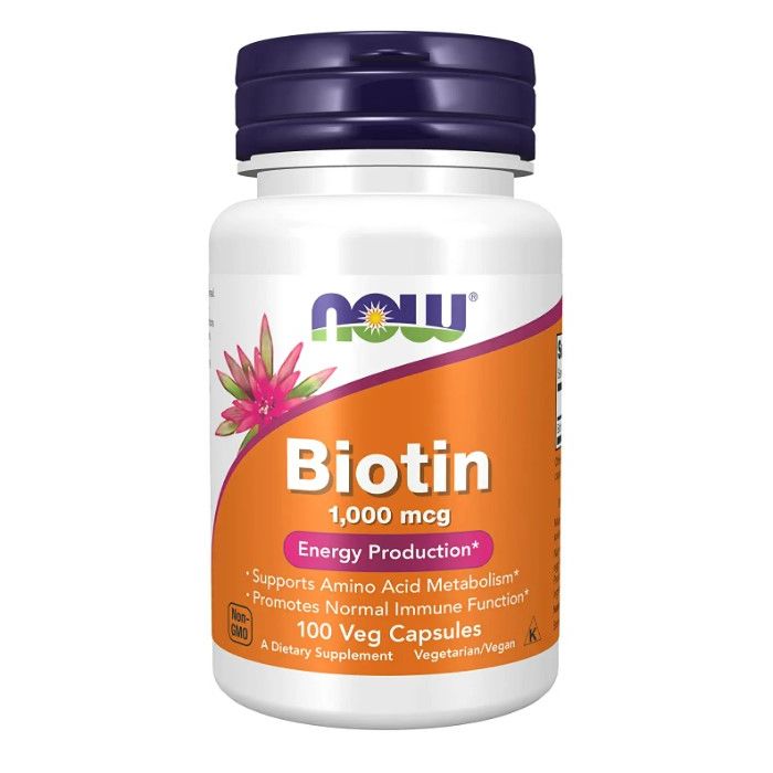 NOW Biotin 1000 mcg 100 Veggie Caps Energy Production Supplement - supplemynts.com