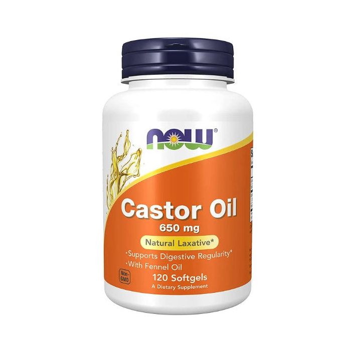NOW Castor Oil 650mg Natural Laxative Digestive Supplement 120 Softgel - supplemynts.com
