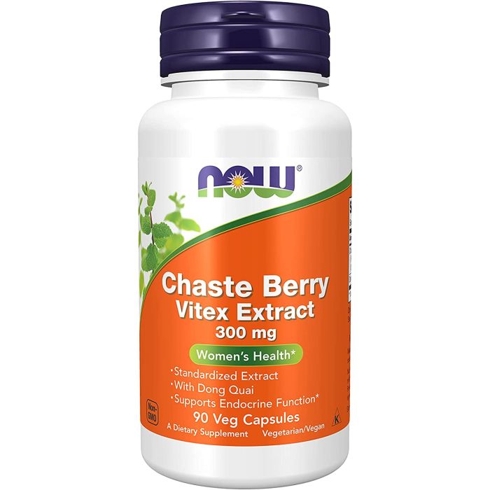 NOW Chaste Berry Vitex Extract 300mg Women's Health 90 Veggie Caps - supplemynts.com
