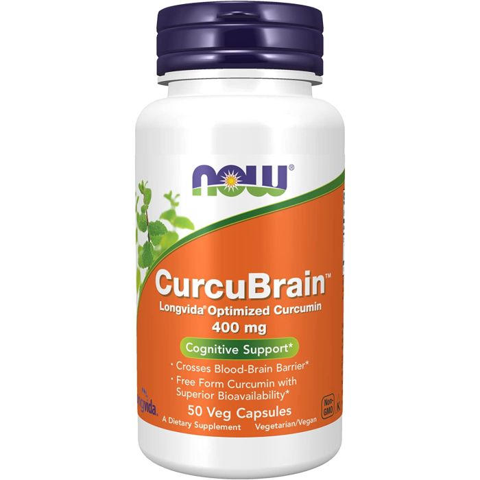 NOW CurcuBrain Longvida Optimized Curcumin 400mg 50 Veggie Caps - supplemynts.com
