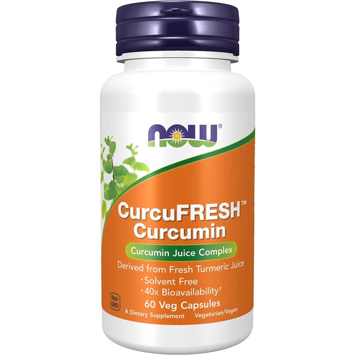 NOW CurcuFRESH Curcumin Juice Complex 60 Veggie Caps Solvent Free - supplemynts.com