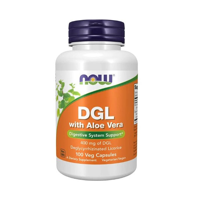 NOW DGL with Aloe Vera 400mg 100 Veggie Caps Digestion Support - supplemynts.com