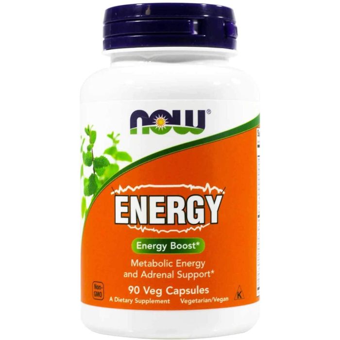 NOW Energy Boost Adrenal Support Supplement 90 Veggie Caps - supplemynts.com