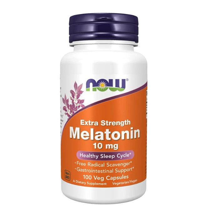 NOW Extra Strength Melatonin 10mg 100 Veg Caps Healthy Sleep Support - supplemynts.com