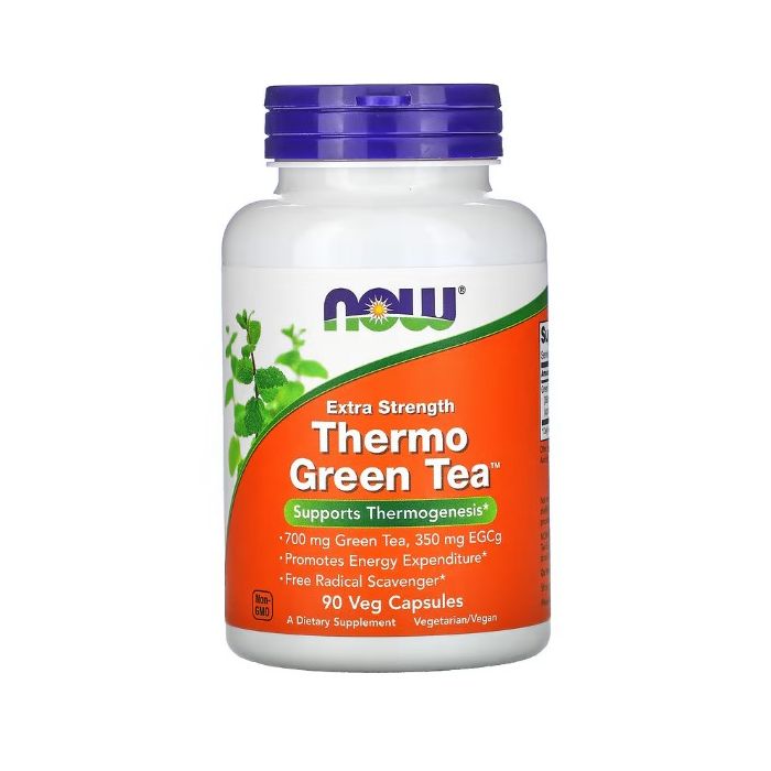 NOW Extra Strength Thermo Green Tea 90 Veg Caps Supports Thermogenesis - supplemynts.com