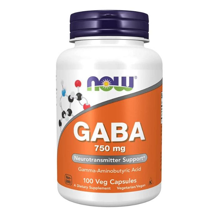 NOW GABA 750mg 100 Veggie Caps Neurotransmitter Support Supplement - supplemynts.com