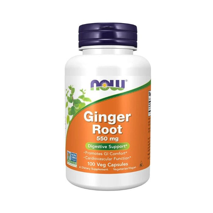 NOW Ginger Root 550mg 100 Veggie Caps Digestive Support Supplement - supplemynts.com