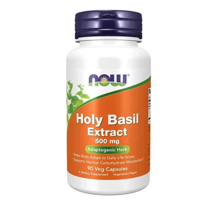 NOW Holy Basil Extract 500mg Adaptogenic Herb 90 Veggie Caps - supplemynts.com
