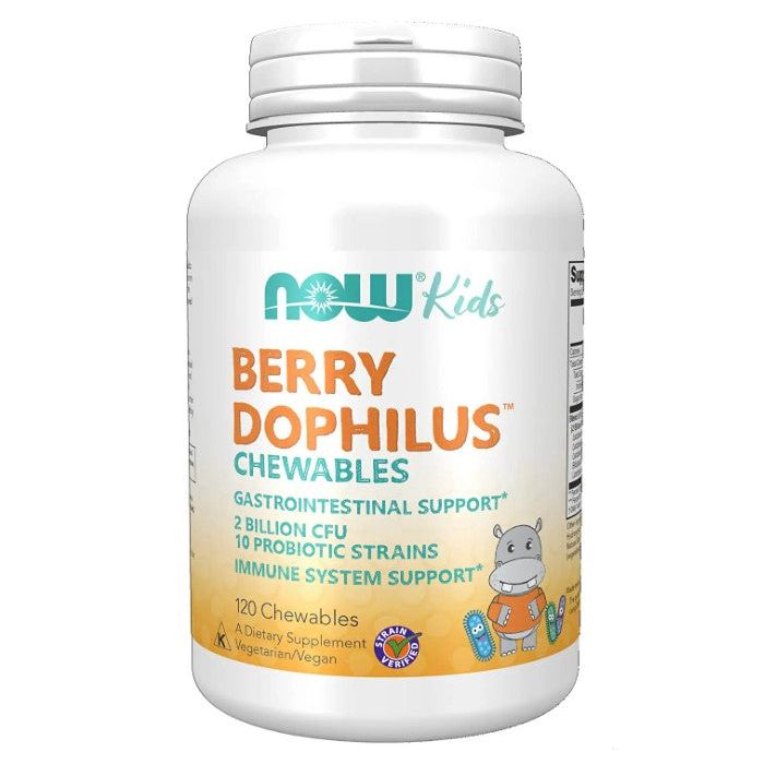 NOW Kids Berry Dophilus 2 Billion CFU 120 Chewables Immune Support - supplemynts.com