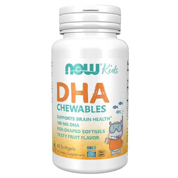 NOW Kids DHA Brain Health Support Fruit Flavor 60 Chewable Softgels - supplemynts.com