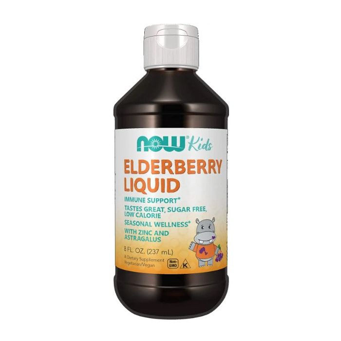 NOW Kids Elderberry Liquid 8 Oz Sugar Free Immune Support - supplemynts.com