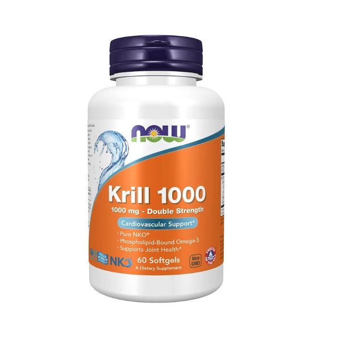 NOW Krill 1000 mg Double Strength Cardiovascular Support 60 Softgels - supplemynts.com