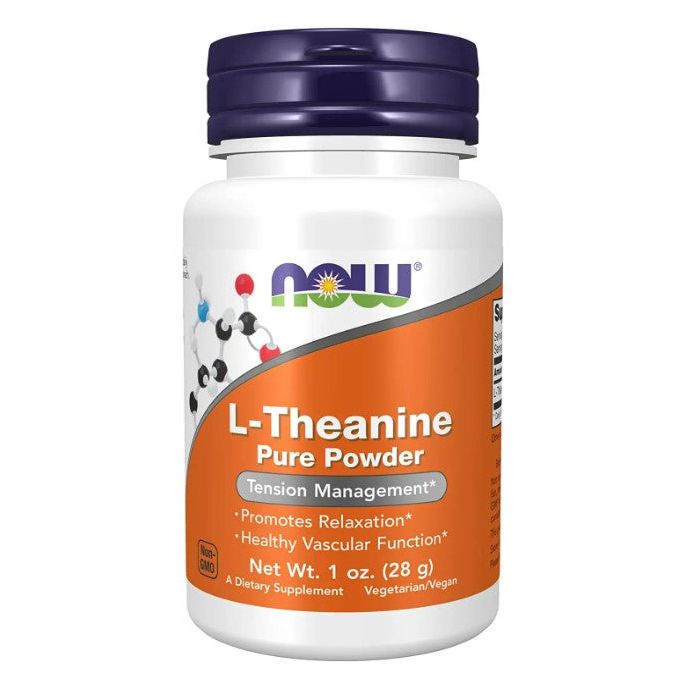 NOW L-Theanine Pure Powder 1 Oz Tension Management Supplement - supplemynts.com