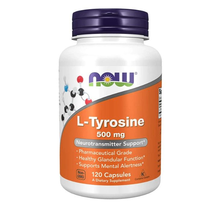 NOW L-Tyrosine 500mg Neurotransmitter Support 120 Caps - supplemynts.com