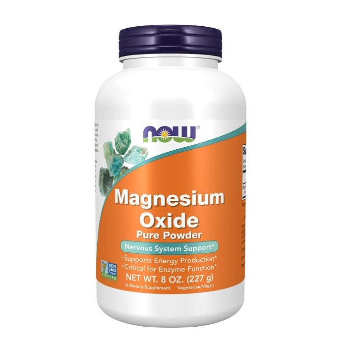 NOW Magnesium Oxide Pure Powder 8 Oz. Nervous System Support - supplemynts.com