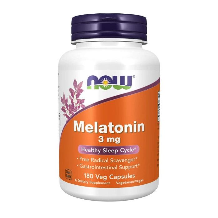 NOW Melatonin 3mg 180 Veggie Caps Healthy Sleep Cycle Support - supplemynts.com