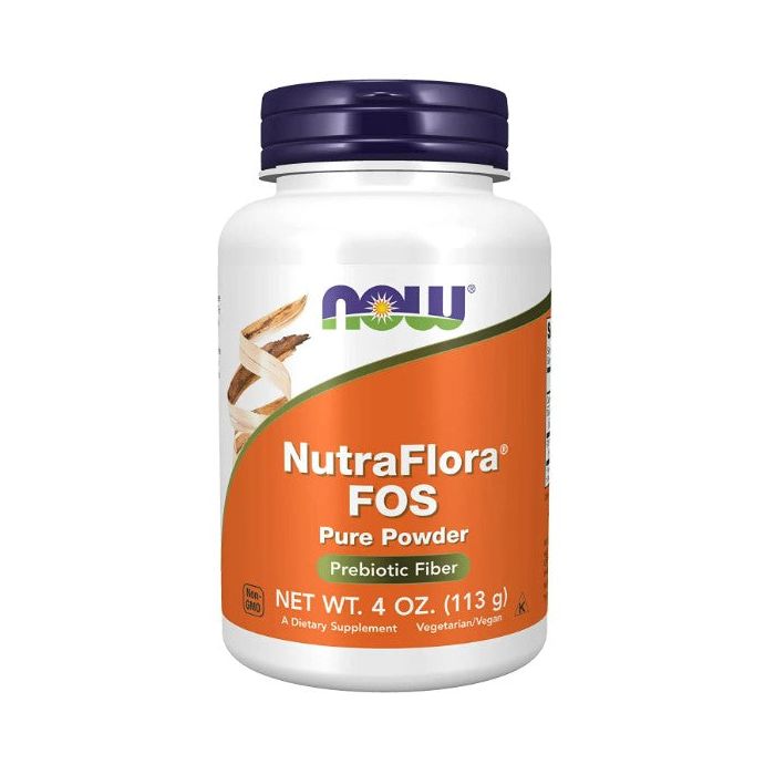 NOW NutraFlora FOS Pure Powder 4 Oz Prebiotic Fiber Supplement - supplemynts.com