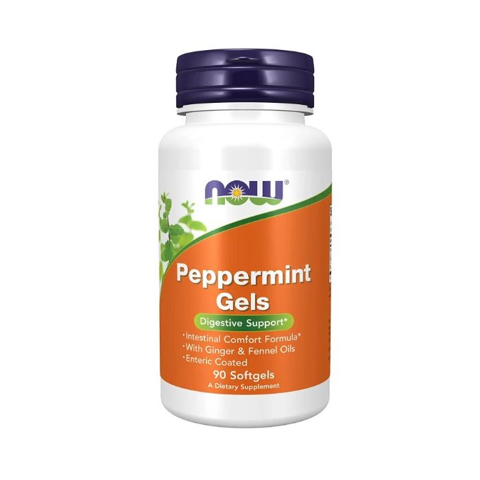 NOW Peppermint Gels 90 Count Digestive Support Supplement - supplemynts.com