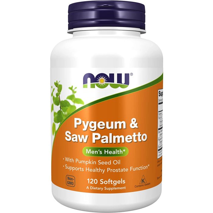 NOW Pygeum & Saw Palmetto Men's Health 120 Softgels Prostate Support - supplemynts.com