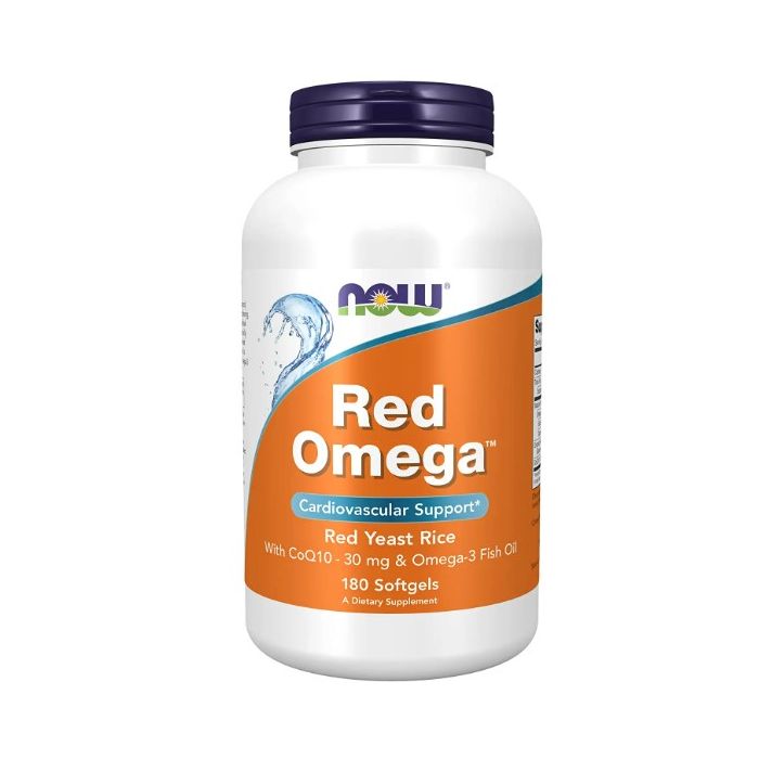 NOW Red Omega Cardiovascular Support 180 Softgels Red Yeast Rice - supplemynts.com