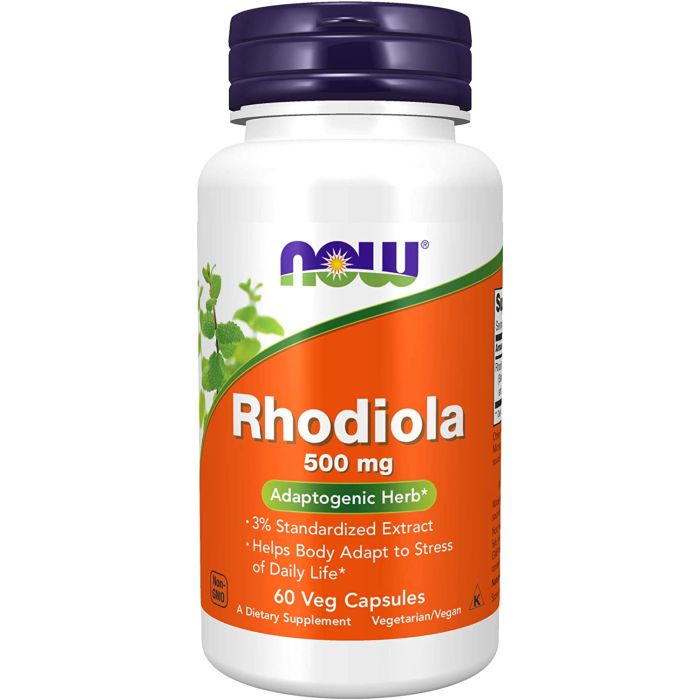 NOW Rhodiola 500mg Adaptogenic Herb 60 Veggie Caps Non GMO - supplemynts.com