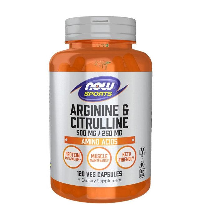 NOW Sports Arginine & Citrulline Amino Acids 120 Veggie Caps - supplemynts.com