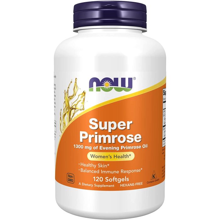 NOW Super Primrose 1300mg Women's Health Skin Support 120 Softgels - supplemynts.com