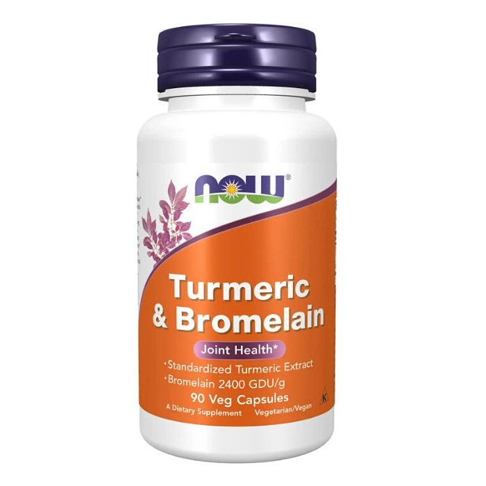 NOW Turmeric & Bromelain 90 Veggie Caps Joint Support Supplement - supplemynts.com