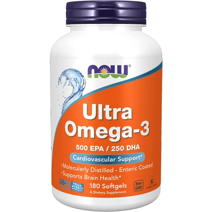 NOW Ultra Omega-3 500 EPA 250 DHA Cardiovascular Support 180 Softgels - supplemynts.com
