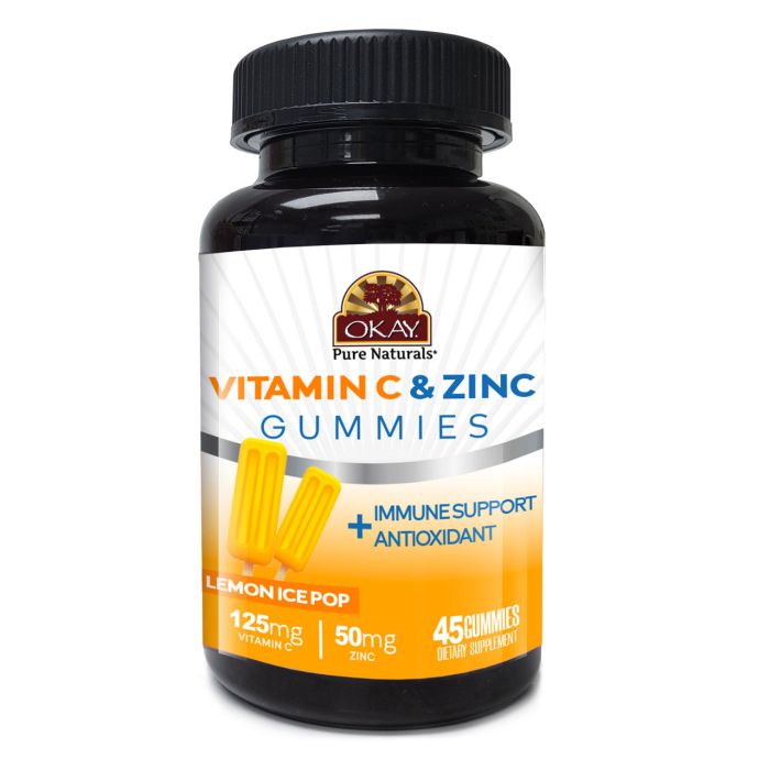 Okay Antioxidant Gummies Vitamin C Zinc 45 Count Lemon Pop Flavor - supplemynts.com