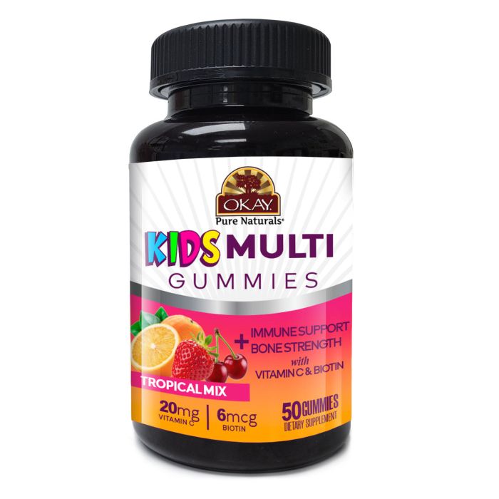 Okay Bone Strength Gummies Kid's Multi 50 Count Tropical Mix Flavor - supplemynts.com