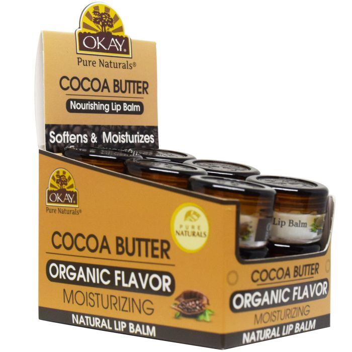 OKAY Cocoa Butter Organic Flavored Lip Balm Mini Jar 0.15oz / 5.g - supplemynts.com