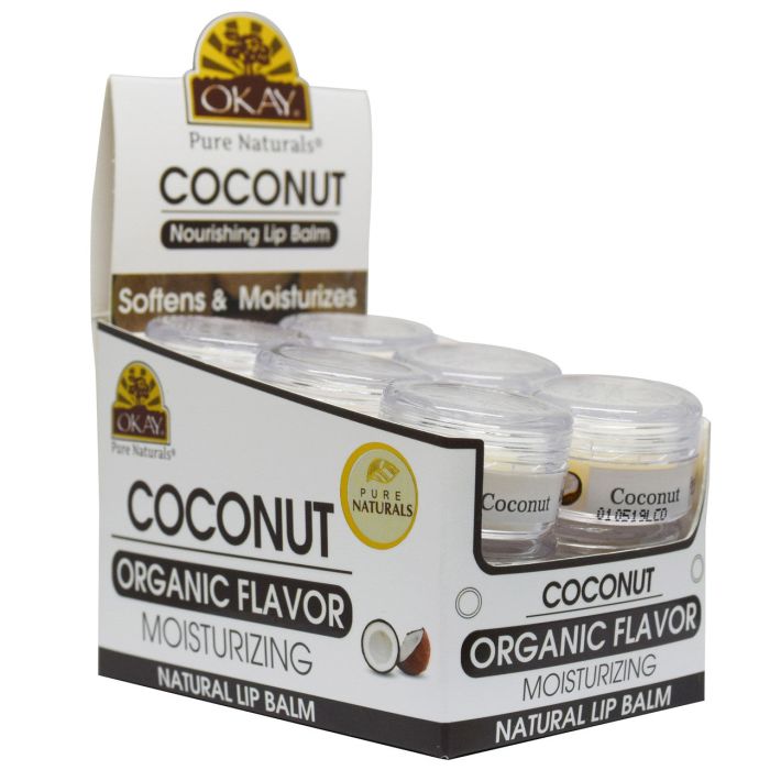 OKAY Coconut Organic Flavored Lip Balm Mini Jar 0.15oz / 5.g - supplemynts.com