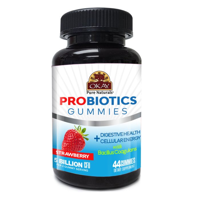 Okay Digestive Support Gummies Probiotics 44 Count Strawberry Flavor - supplemynts.com