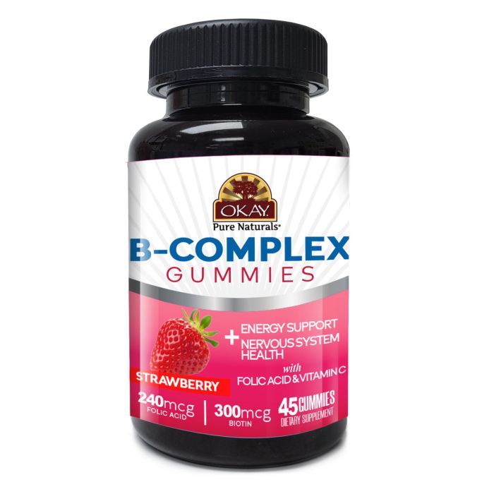 Okay Energy Support Gummies B Complex 45 Count Strawberry Flavor - supplemynts.com