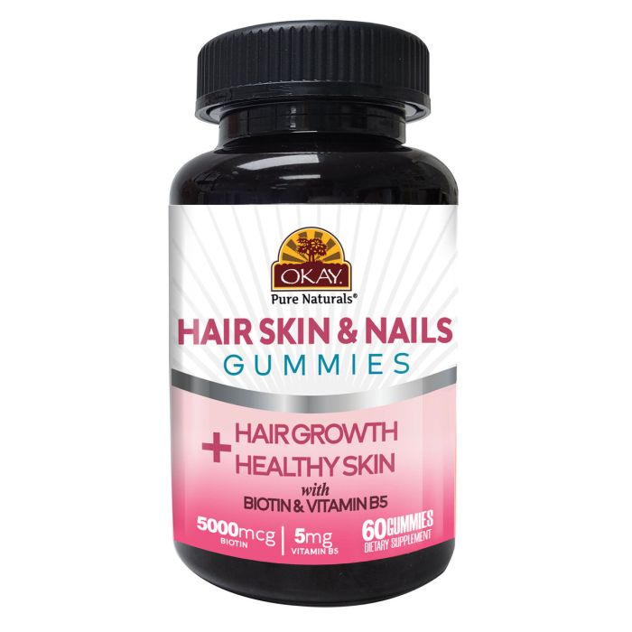 Okay Gummies Hair Skin Nails 60 Count Cream Soda Flavor Vitamin B5 - supplemynts.com