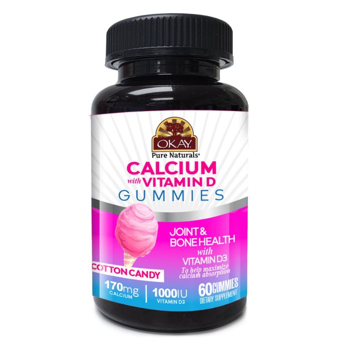 Okay Joint Health Gummies Calcium Vitamin D 60 Cnt Cotton Candy Flavor - supplemynts.com