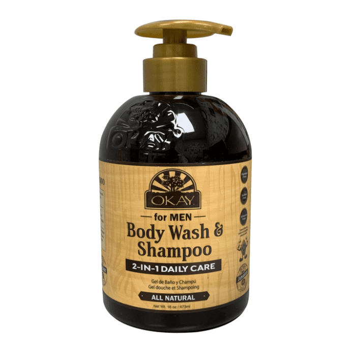 OKAY Men Body Wash & Shampoo 2 in 1 Daily Care All Natural 16oz/473ml - supplemynts.com