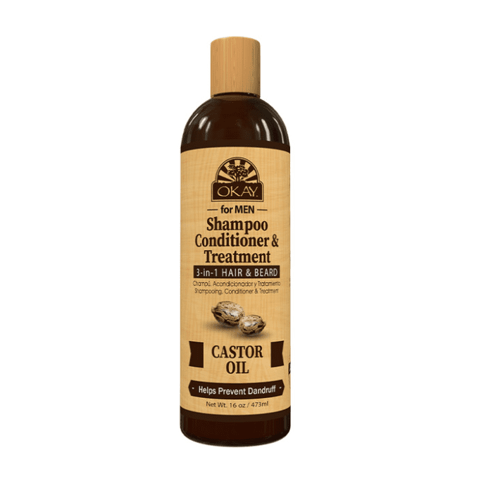 OKAY Men Castor Oil Beard and Hair 3n1 Shampoo Conditioner 16oz - supplemynts.com