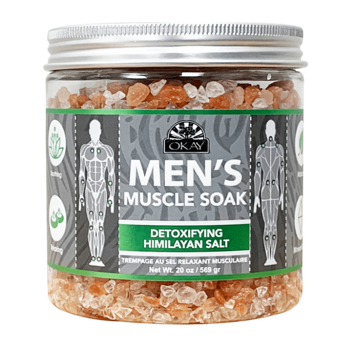OKAY Men Detoxifying Himalayan Salt Muscle Soak 20oz - supplemynts.com