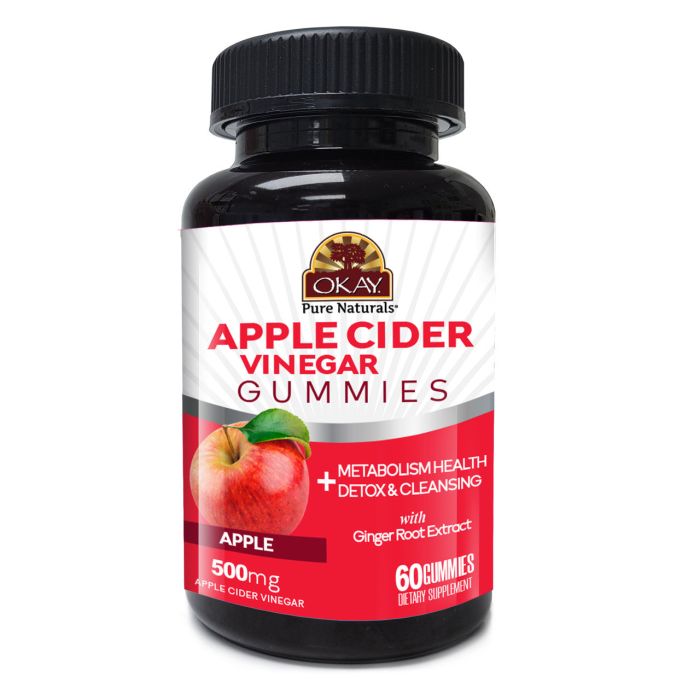 Okay Metabolism Support Gummies Apple Cider Vinegar 60 Cnt Flavored - supplemynts.com