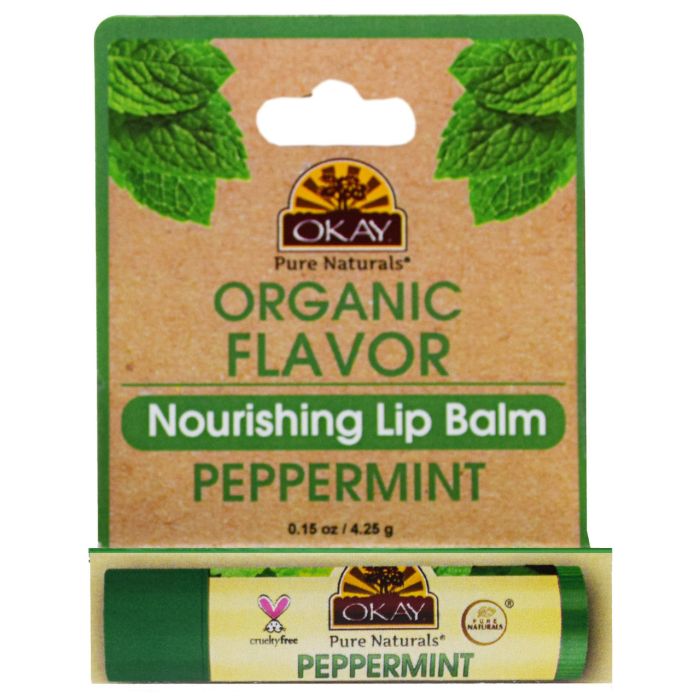 OKAY Peppermint Organic Flavored Carded Lip Balm 0.15oz / 5g - supplemynts.com