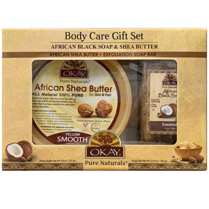 OKAY Pure Naturals 2PC African Black Body Care Gift Set Butter & Soap - supplemynts.com