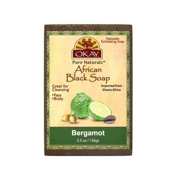 OKAY Pure Naturals African Black Soap Bergamot 5.5oz / 156gr - supplemynts.com