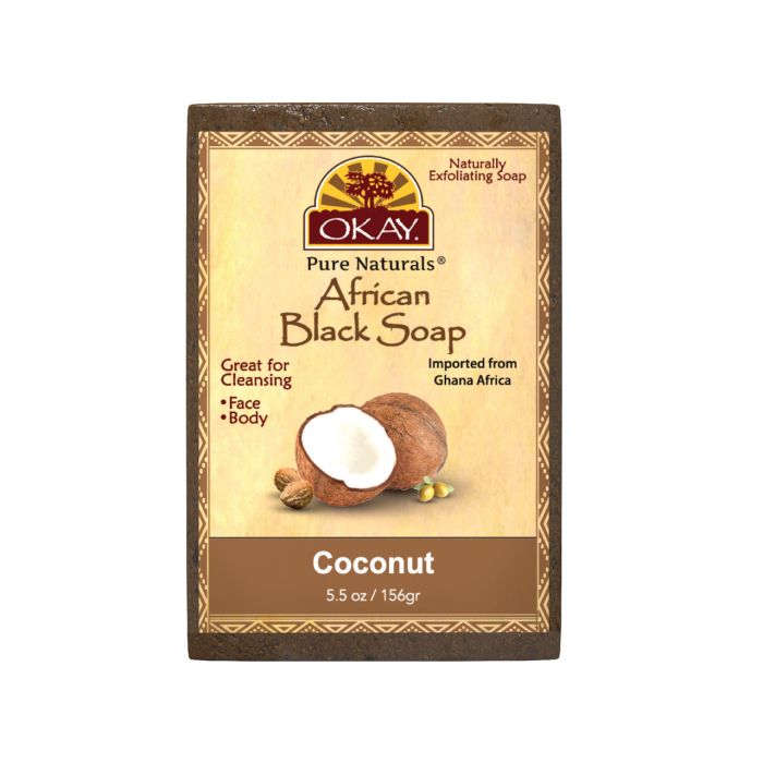 OKAY Pure Naturals African Black Soap Coconut 5.5oz / 156gr - supplemynts.com