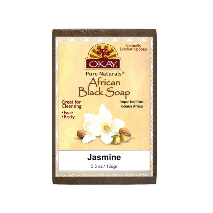 OKAY Pure Naturals African Black Soap Jasmine 5.5oz / 156gr - supplemynts.com